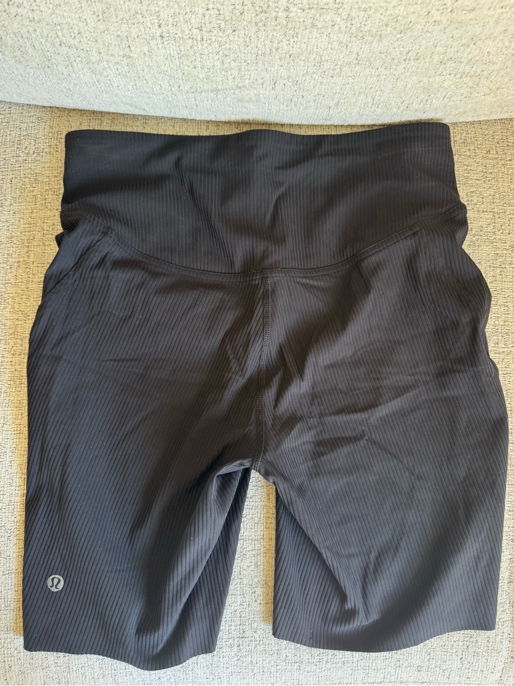 Lululemon Base Pace High Rise Black Ribbed Bike Shorts